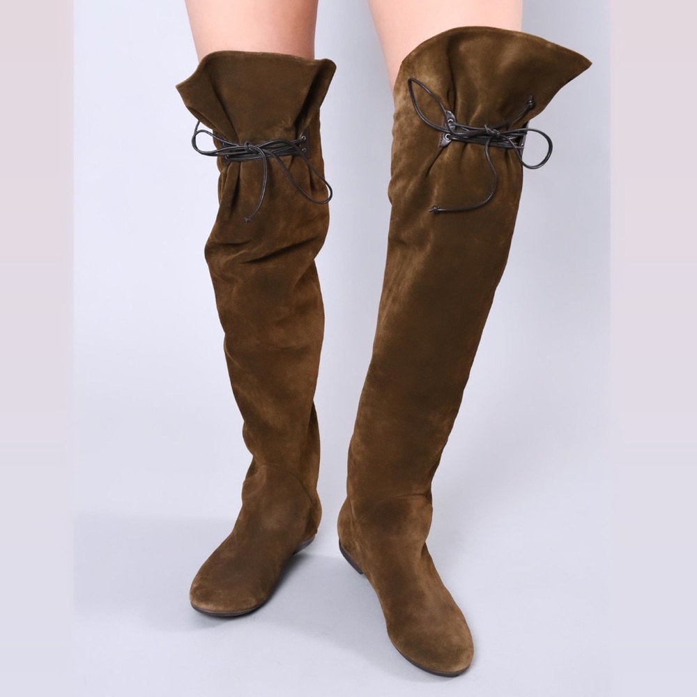 Giuseppe Zanotti olive green suede over the knee boots